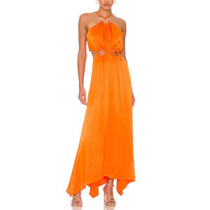 Elliatt 'Visitant' Orange Satin Maxi Dress Size S
